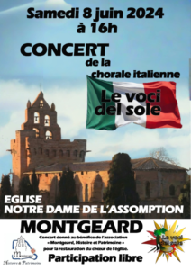 Chorale "LE VOCI DEL SOLE". Samedi 8 Juin/16h  dans la magnifique église de MONTGEARD